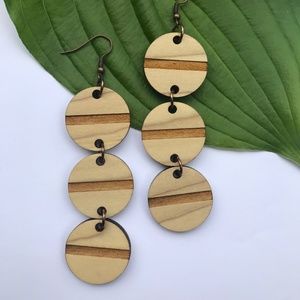 Handmade Lasercut Wood Earrings - 3 Circle Drop